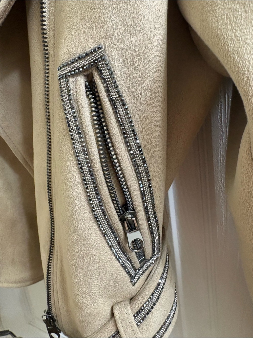 Women's Zara Beige Faux Suede Belted Jacket - Picture 12 of 17